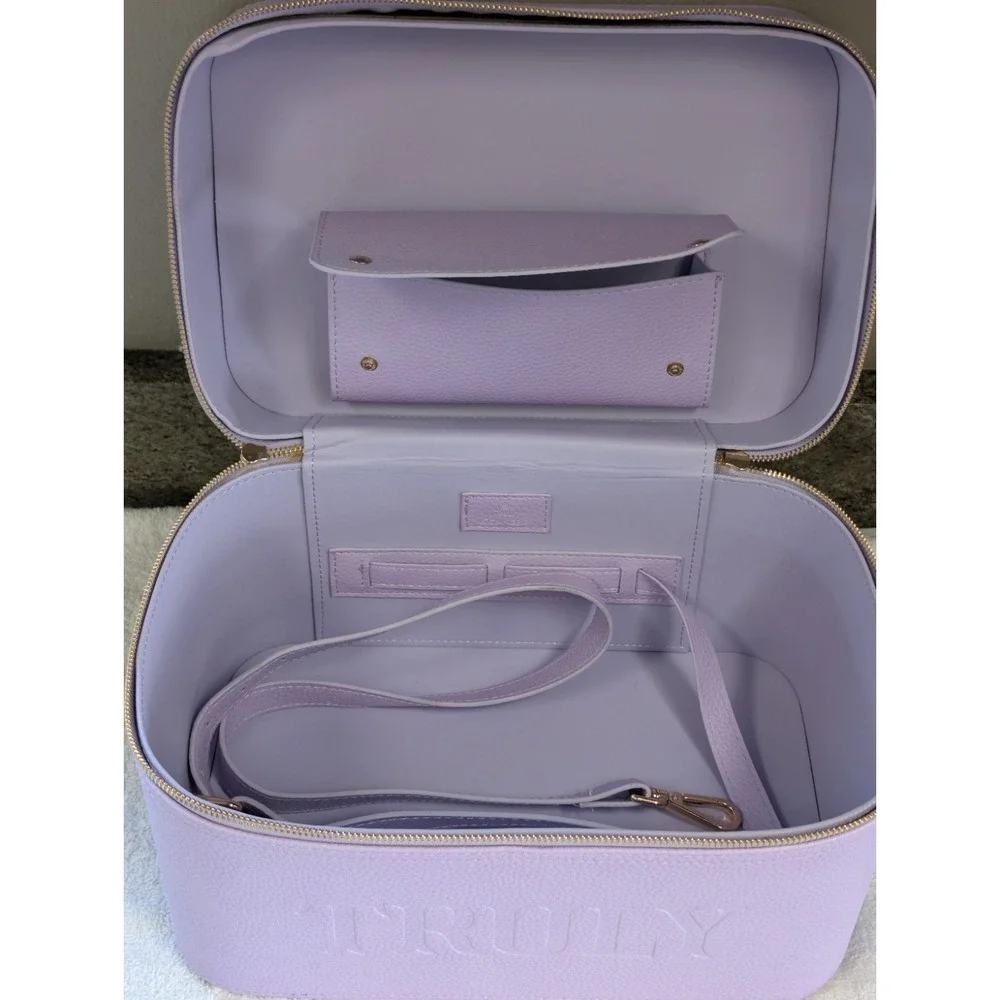 Truly Beauty Amalfi Luxury Travel Trunk Lilac Vegan Leather Makeup Case Read